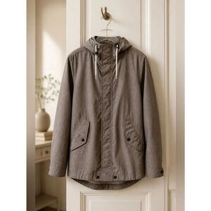 GRAY JACKET with LINED HOOD ZIPPER AND SNAP by DIVIDED SIZE SMALL